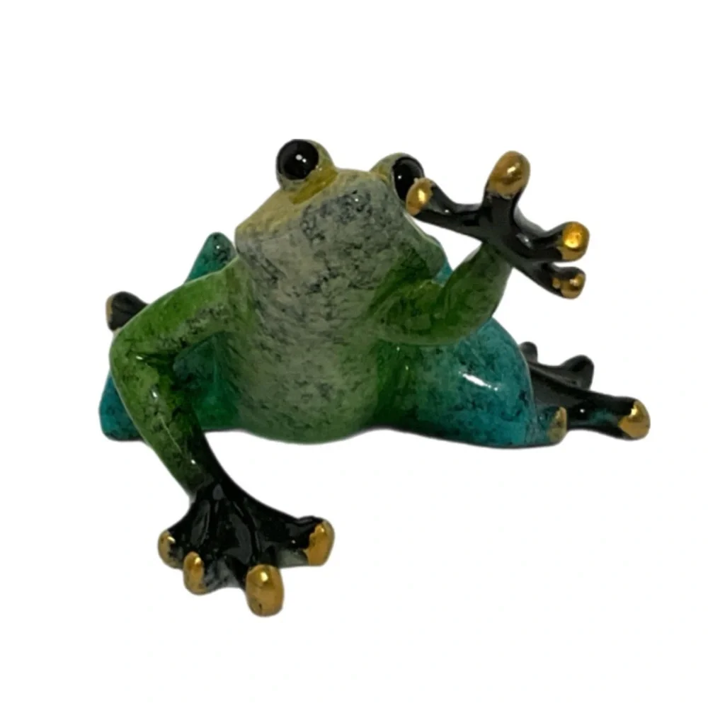 Frog - Green, Blue & Yellow with Gold Fingertips - “Froggie Went A-Courtin’”